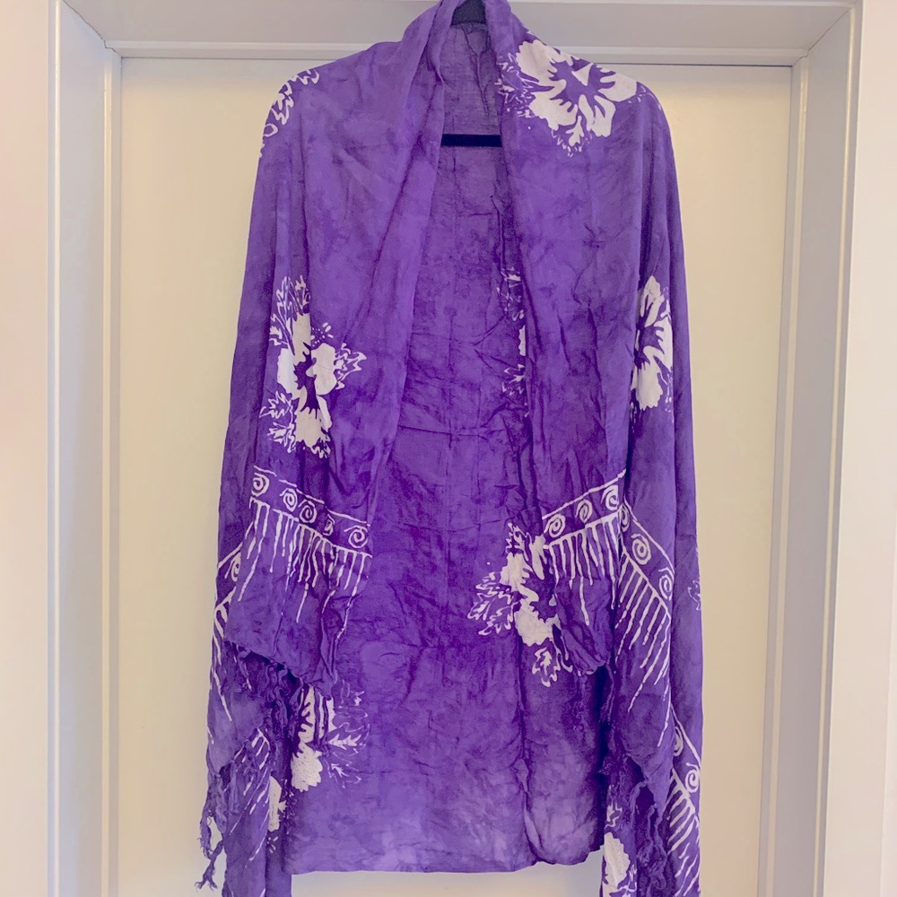 Purple & White Print Shawl